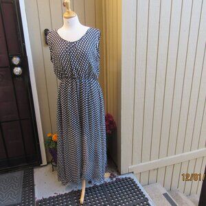 #630  NEW WOMAN'S LONG POLKA DOT CHIFFON DRESS BY LIVA GIRL  (SIZE 14)